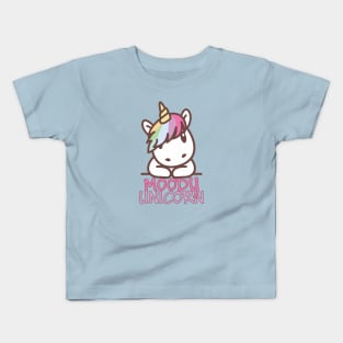 Moody unicorn - Cute little unicorn with a cool attitude! - Available in stickers, clothing, etc Kids T-Shirt